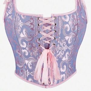 Elegant Pink and Purple Lace-Up Corset